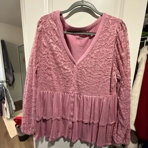 Torrid Mauve Lace Peplum Blouse